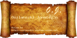 Oszlanszki Jonatán névjegykártya